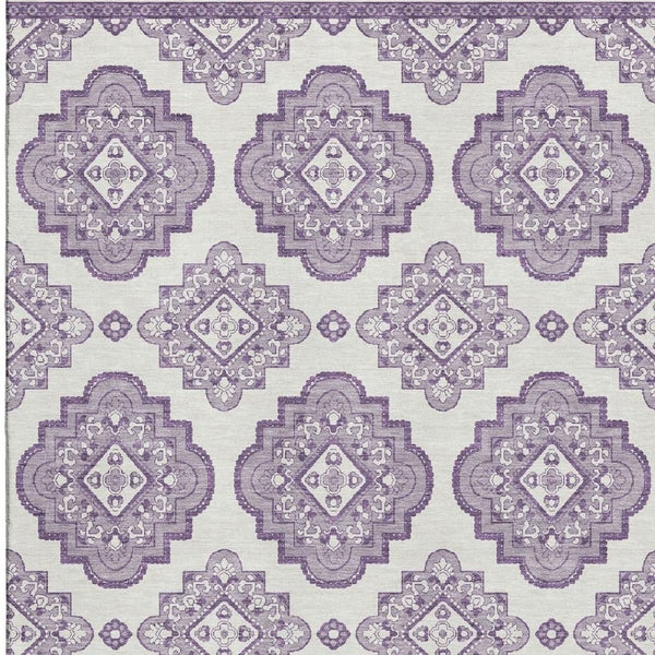 HomeRoots 8' X 10' Lavender Medallion Area Rug – Washable, UV Protected, Perfect for Kids, Pets & Easy Care 669869