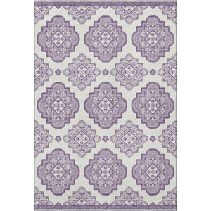 HomeRoots 10' X 14' Elegant Lavender & Ivory Medallion Area Rug - Washable, UV-Protected, Family-Friendly Design 669871
