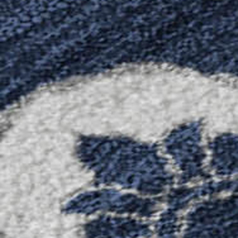 HomeRoots 10' Navy Blue & Ivory Medallion Area Rug - Washable, UV-Protected, Durable Design for Busy Homes 669883