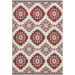 HomeRoots 10' X 14' Red Medallion Area Rug - Washable, UV-Protected, Durable & Stylish for Any Room Decor 669889
