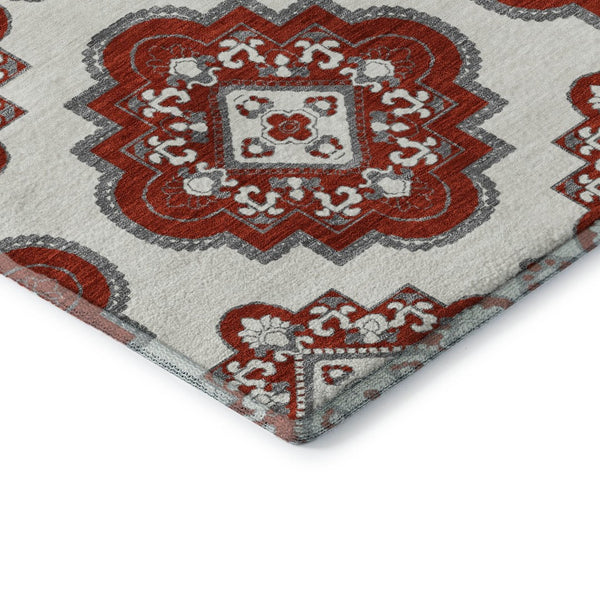 HomeRoots 10' X 14' Red Medallion Area Rug - Washable, UV-Protected, Durable & Stylish for Any Room Decor 669889
