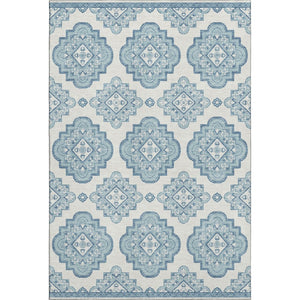 HomeRoots 5' X 8' Teal And Ivory Medallion Area Rug – Durable, Washable, UV Protected for Effortless Elegance 669891
