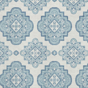 HomeRoots 8' X 10' Teal and Ivory Medallion Area Rug - Washable, UV Protected, Stain Resistant for Busy Homes 669893