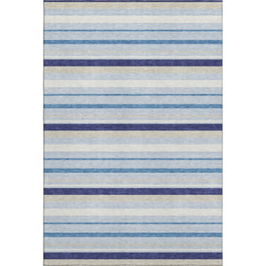 HomeRoots 8' X 10' Striped Area Rug in Blue, Ivory, and Beige – Washable, UV-Protected, Stylish & Durable Decor 669905