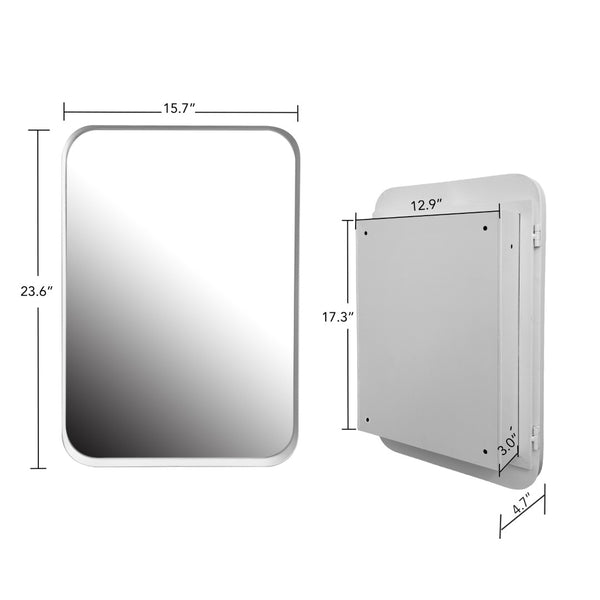 English Elm 16x24 Recessed Medicine Cabinet White Metal Frame Mirrored Door with Adjustable Shelves W1435142930