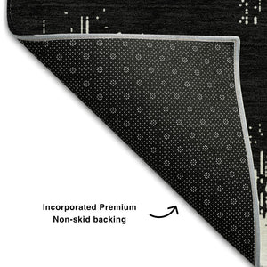 HomeRoots 10' X 14' Black And Ivory Chevron Area Rug - Washable, UV Protected, Stain-Resistant, Durable Design 669937