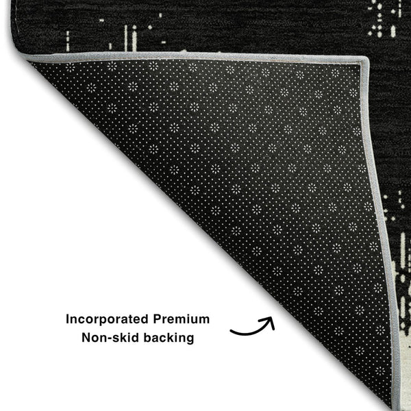 HomeRoots 10' X 14' Black And Ivory Chevron Area Rug - Washable, UV Protected, Stain-Resistant, Durable Design 669937