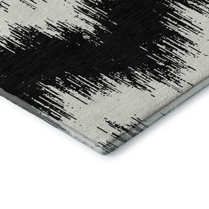 HomeRoots 10' X 14' Black And Ivory Chevron Area Rug - Washable, UV Protected, Stain-Resistant, Durable Design 669937