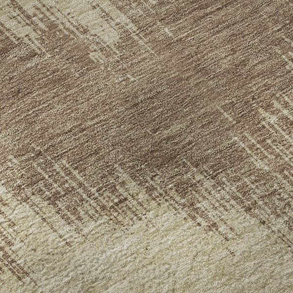 HomeRoots 8' Brown and Beige Chevron Round Rug - Washable, UV Protected, Durable & Stylish for Any Space 669940