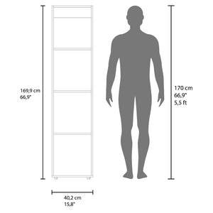 English Elm White Slim Particleboard Storage Cabinet with Four Shelves for Small Bedroom or Hallway B062P483767