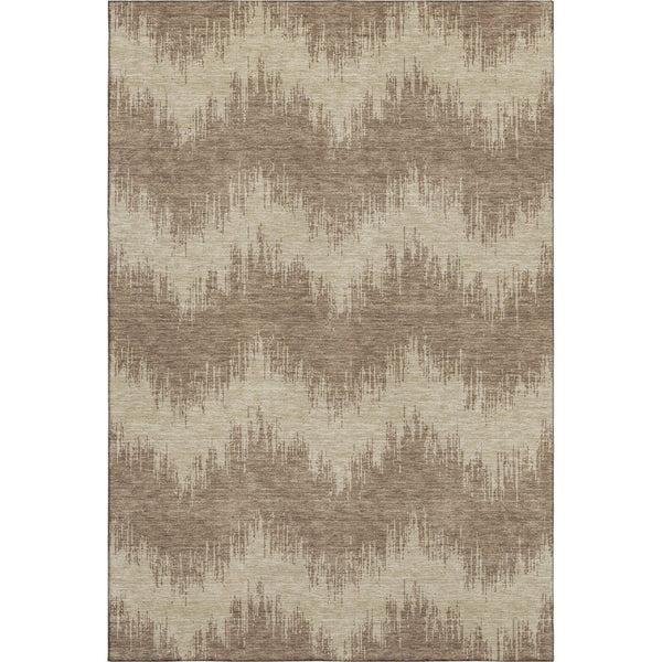 HomeRoots 9' X 12' Chevron Area Rug in Brown & Beige - Modern, Washable, UV-Protected, Stain-Resistant Design! 669942