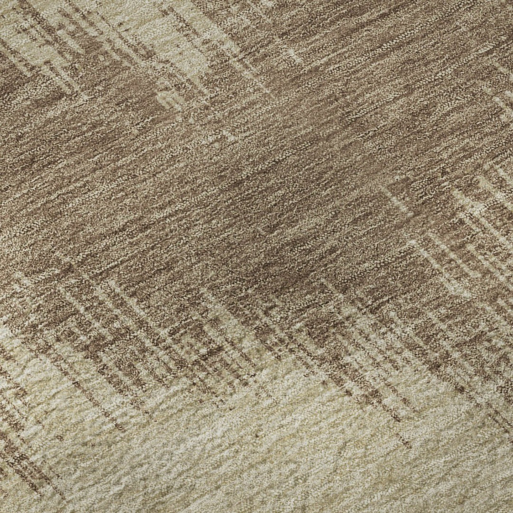 HomeRoots 9' X 12' Chevron Area Rug in Brown & Beige - Modern, Washable, UV-Protected, Stain-Resistant Design! 669942
