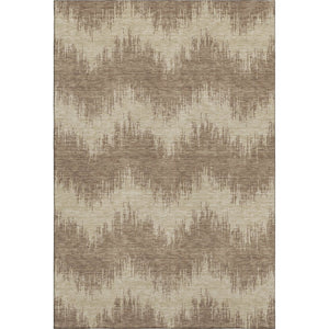 HomeRoots 10' Brown and Beige Chevron Washable Area Rug - Durable, UV-Protected, Perfect for Busy Homes! 669943
