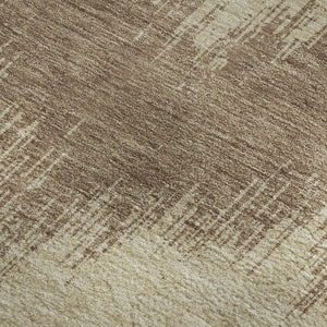 HomeRoots 10' Brown and Beige Chevron Washable Area Rug - Durable, UV-Protected, Perfect for Busy Homes! 669943
