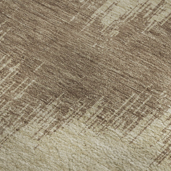 HomeRoots 10' Brown and Beige Chevron Washable Area Rug - Durable, UV-Protected, Perfect for Busy Homes! 669943