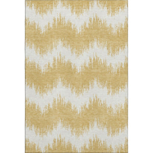 HomeRoots 8' X 10' Gold And Ivory Chevron Washable Area Rug - Stylish, Durable & UV-Protected for Homes! 669947