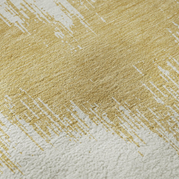 HomeRoots 8' X 10' Gold And Ivory Chevron Washable Area Rug - Stylish, Durable & UV-Protected for Homes! 669947