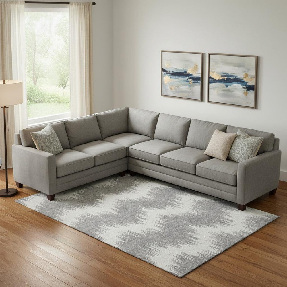 HomeRoots 8' X 10' Gray And Ivory Chevron Area Rug – Durable, Washable, UV Protected for Stylish Everyday Living 669953