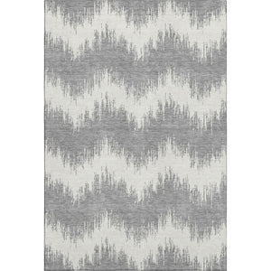 HomeRoots 8' X 10' Gray And Ivory Chevron Area Rug – Durable, Washable, UV Protected for Stylish Everyday Living 669953