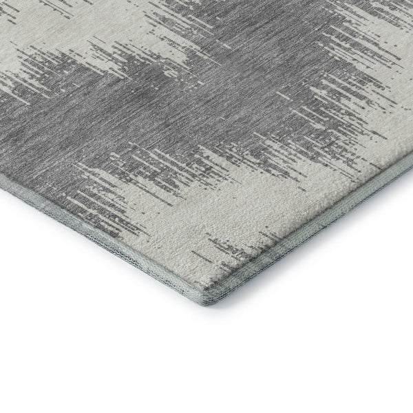 HomeRoots 8' X 10' Gray And Ivory Chevron Area Rug – Durable, Washable, UV Protected for Stylish Everyday Living 669953