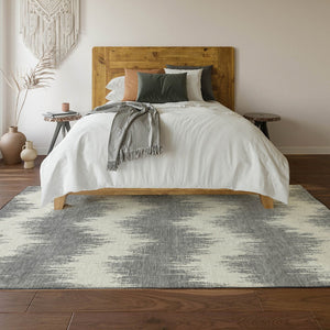 HomeRoots 8' X 10' Gray And Ivory Chevron Area Rug – Durable, Washable, UV Protected for Stylish Everyday Living 669953