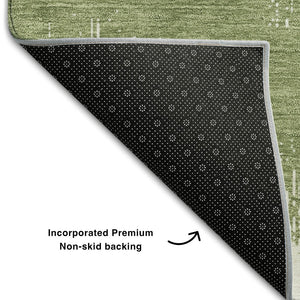 HomeRoots 8' Green And Ivory Chevron Round Rug - Washable, UV Protected, Durable Design for High-Traffic Areas 669958