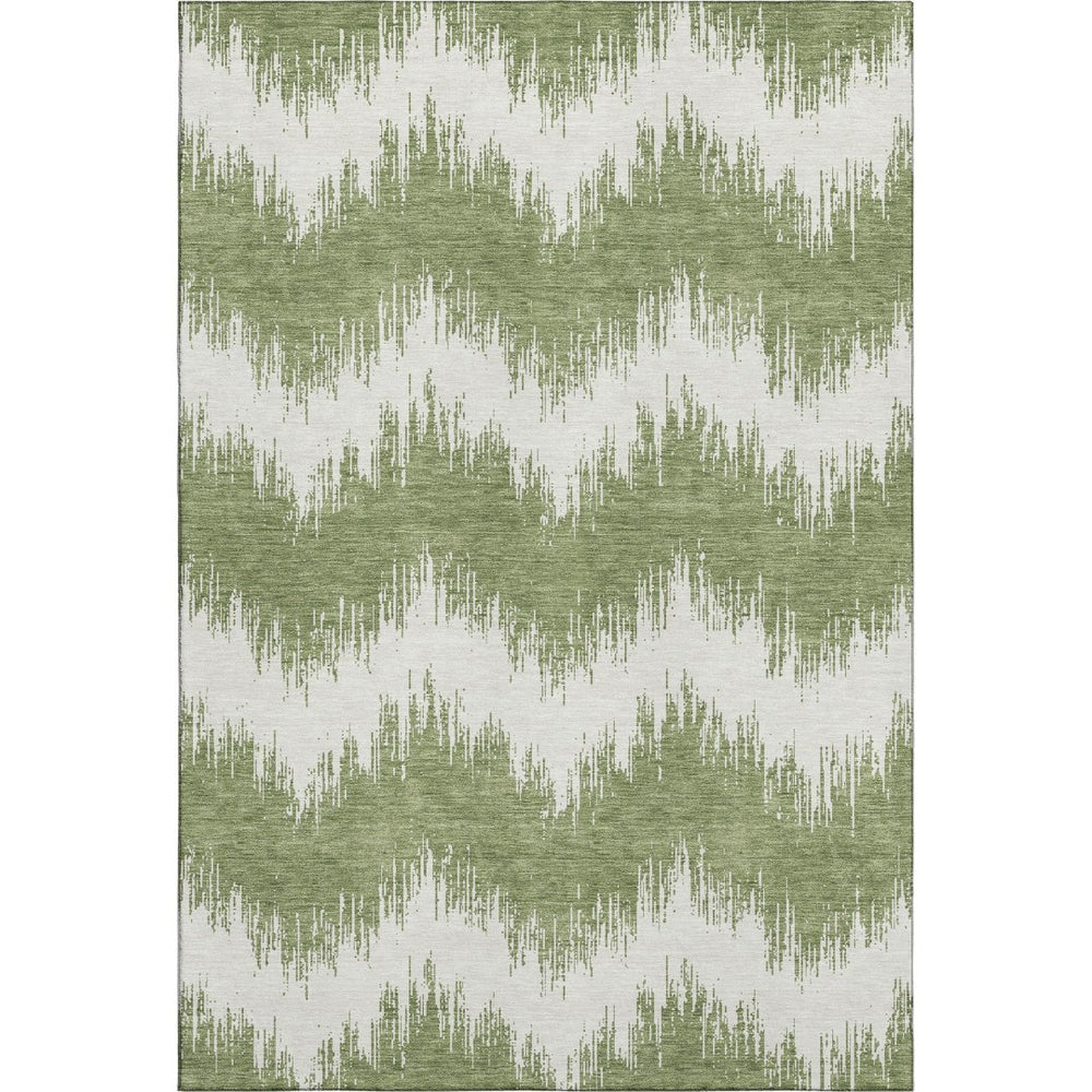 HomeRoots 9' X 12' Green Chevron Washable Area Rug with UV Protection - Durable, Stylish, and Easy to Clean! 669960