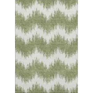 HomeRoots 9' X 12' Green Chevron Washable Area Rug with UV Protection - Durable, Stylish, and Easy to Clean! 669960