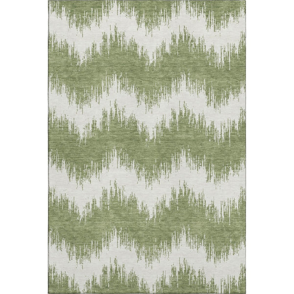 HomeRoots 9' X 12' Green Chevron Washable Area Rug with UV Protection - Durable, Stylish, and Easy to Clean! 669960