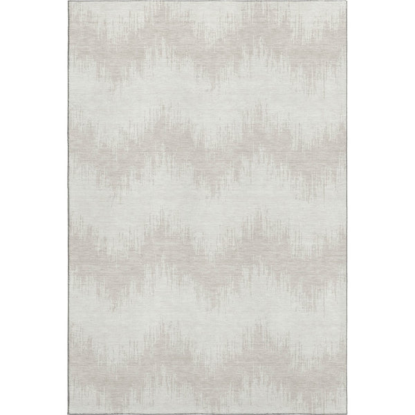 HomeRoots 9' X 12' Ivory & Beige Chevron Area Rug - Stylish, Washable, UV Protected for Modern Living Spaces 669966
