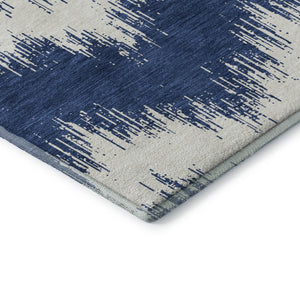 HomeRoots 5' X 8' Navy Blue Chevron Area Rug - Washable, UV Protected, Stain-Resistant for High-Traffic Homes 669969