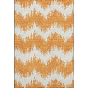 HomeRoots 10' X 14' Orange Chevron Area Rug - Stylish, Stain-Resistant, UV-Protected for Modern Homes 669979
