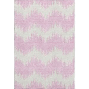 HomeRoots 8' X 10' Pink And Ivory Chevron Area Rug - Washable, UV Protected, Durable & Stylish for Your Home 669983