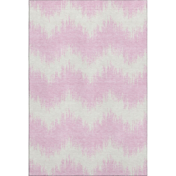 HomeRoots 8' X 10' Pink And Ivory Chevron Area Rug - Washable, UV Protected, Durable & Stylish for Your Home 669983