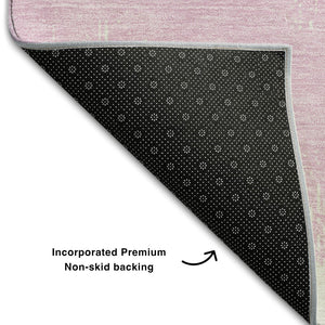 HomeRoots 8' X 10' Pink And Ivory Chevron Area Rug - Washable, UV Protected, Durable & Stylish for Your Home 669983