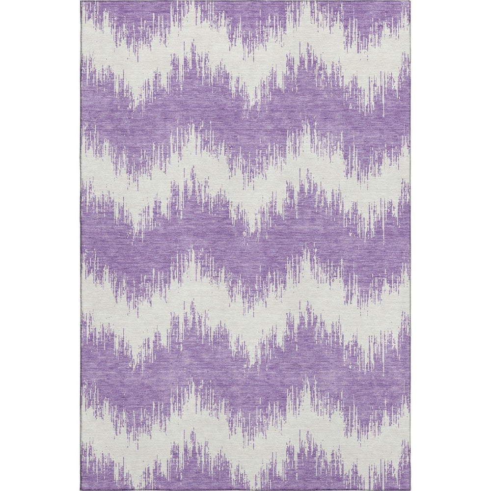 HomeRoots 9' X 12' Purple Chevron Area Rug - Stylish, Washable, Stain-Resistant with UV Protection for Homes 669990