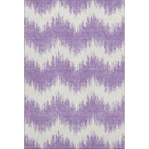 HomeRoots 10' Purple & Ivory Chevron Washable Area Rug - Durable, UV-Protected, Perfect for Kids & Pets! 669991