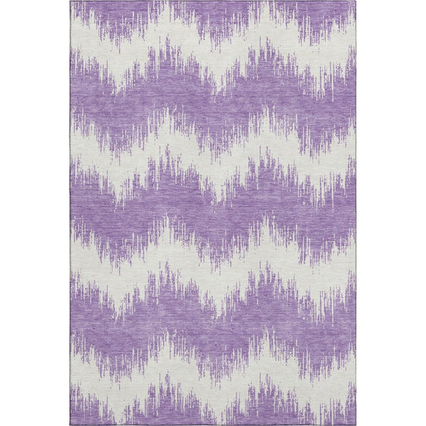 HomeRoots 10' Purple & Ivory Chevron Washable Area Rug - Durable, UV-Protected, Perfect for Kids & Pets! 669991