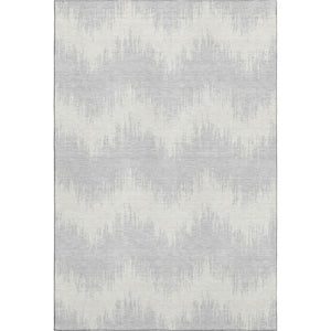 HomeRoots 8' X 10' Modern Silver and Ivory Chevron Area Rug - Washable, Stain Resistant, and UV Protected! 669995