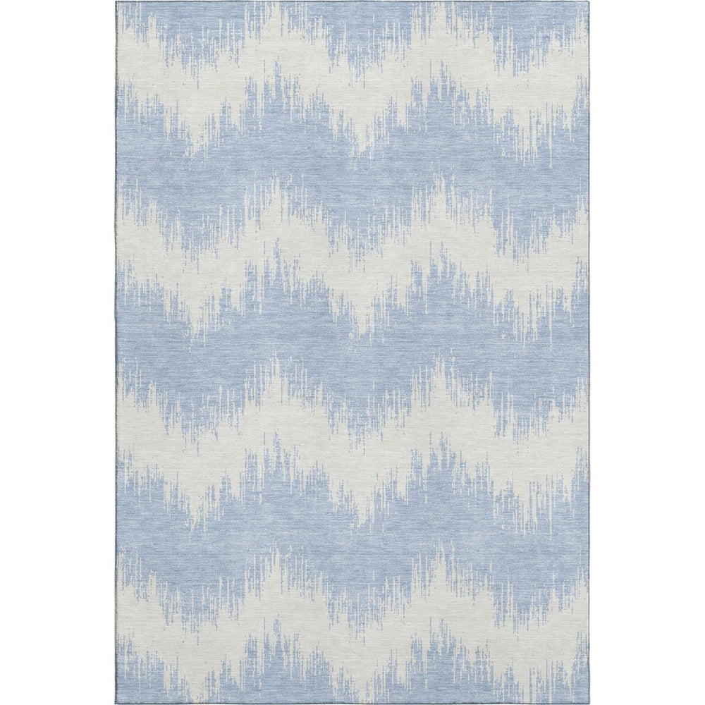 HomeRoots 5' X 8' Sky Blue and Ivory Chevron Area Rug – Washable, Stain-Resistant with UV Protection for Homes 669999
