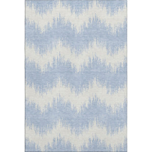 HomeRoots 5' X 8' Sky Blue and Ivory Chevron Area Rug – Washable, Stain-Resistant with UV Protection for Homes 669999