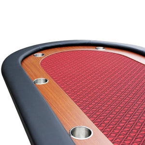 English Elm 96" Oval Poker Table Seats 10 with Speed Felt Surface Stainless Steel Cup Holders Red W2748S00049