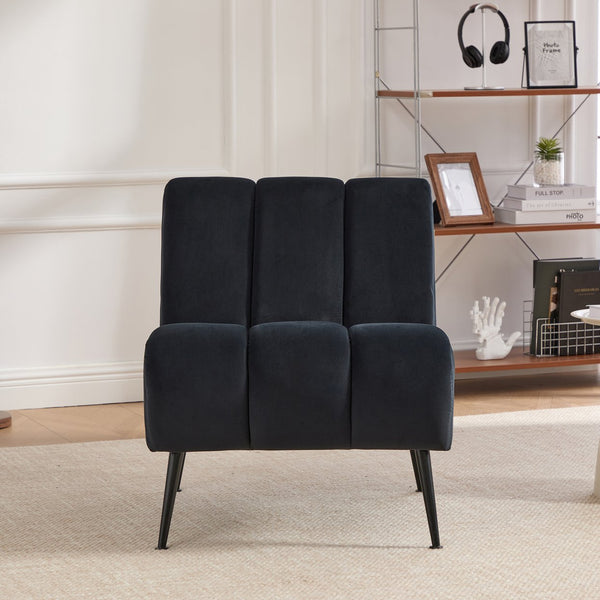 English Elm 24.4" Wide Armless Velvet Accent Chair With Black Metal Legs For Stylish Living Room & Office Use W3098P308779