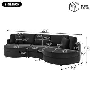 English Elm Christopher Knight Home® - 3-seater Curved Chenille Sofa with Plush 7.5" Seat Cushions and Two Pillows for Stylish Living Black N763S000020B