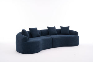 English Elm Compression Compression Sponge Sofa Curved Modular Sectional with 30D High-Density Chenille Sleeper for Cozy Apartment Living Room Comfort and Safe Rounded Design Antique Blue W2231S00019
