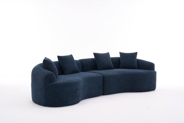 English Elm Compression Compression Sponge Sofa Curved Modular Sectional with 30D High-Density Chenille Sleeper for Cozy Apartment Living Room Comfort and Safe Rounded Design Antique Blue W2231S00019