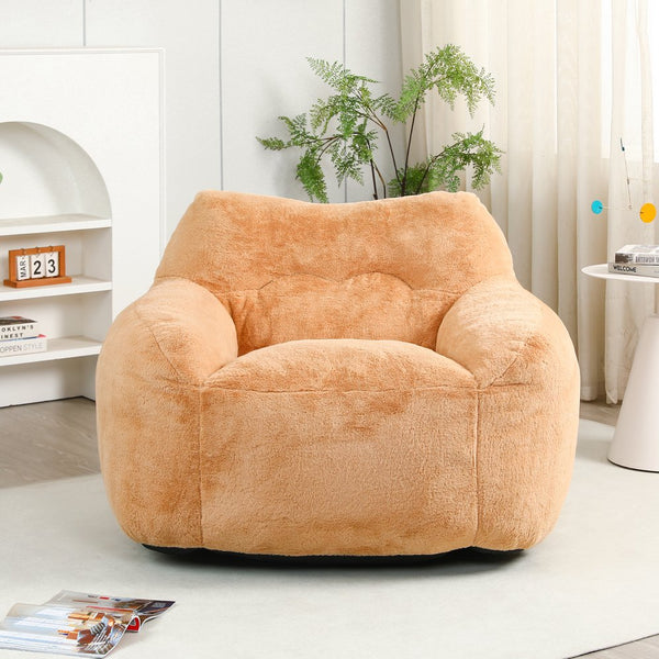 English Elm Bean Bag Chair - Luxe Faux Fur Sofa With Armrests, High-Density Foam For Comfy Relaxation Anywhere! W2200P313803