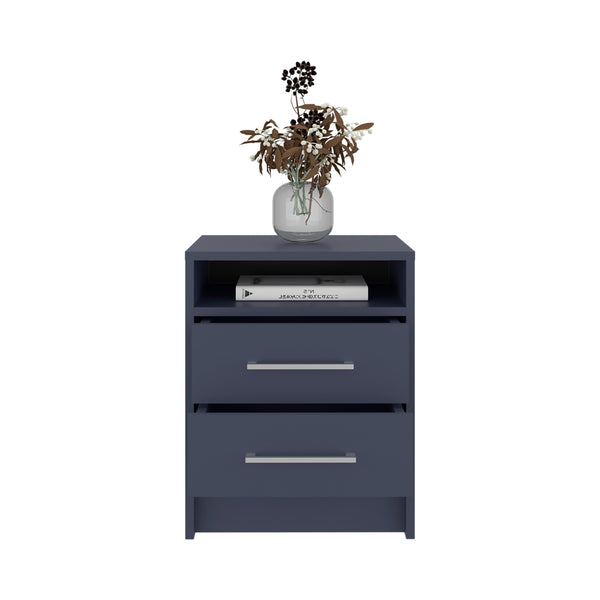 English Elm Kronos Blue 2-Drawer Floating Nightstand With Open Shelf - Modern Space-Saving Storage Solution B062P389903