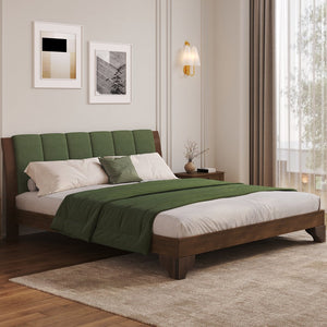English Elm Christopher Knight Home® - Premium Pine Wood King Bed Frame - Mid-Century Modern Design With Upholstered Headboard & Unique Colors N770P345989D_N770P345990D