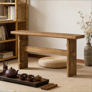 English Elm Practical Geometric Console Table with Matte Black Wood Grain Finish for Entryway or Sofa T3971P458478